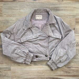 Free People Sure Thing Corduroy Muave Bomber Jacket